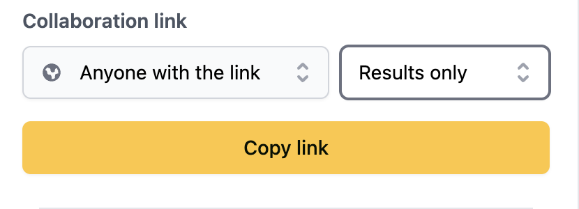 The shareable link row with anyone-with-link access selected