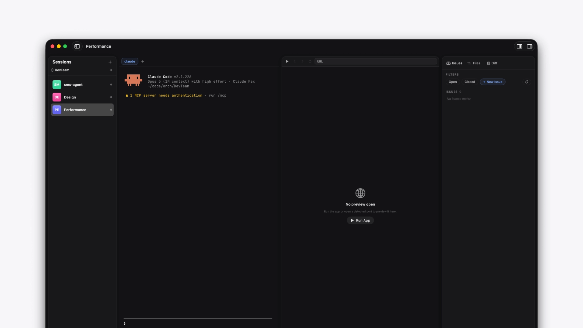 Dhek app screenshot showing parallel agent sessions